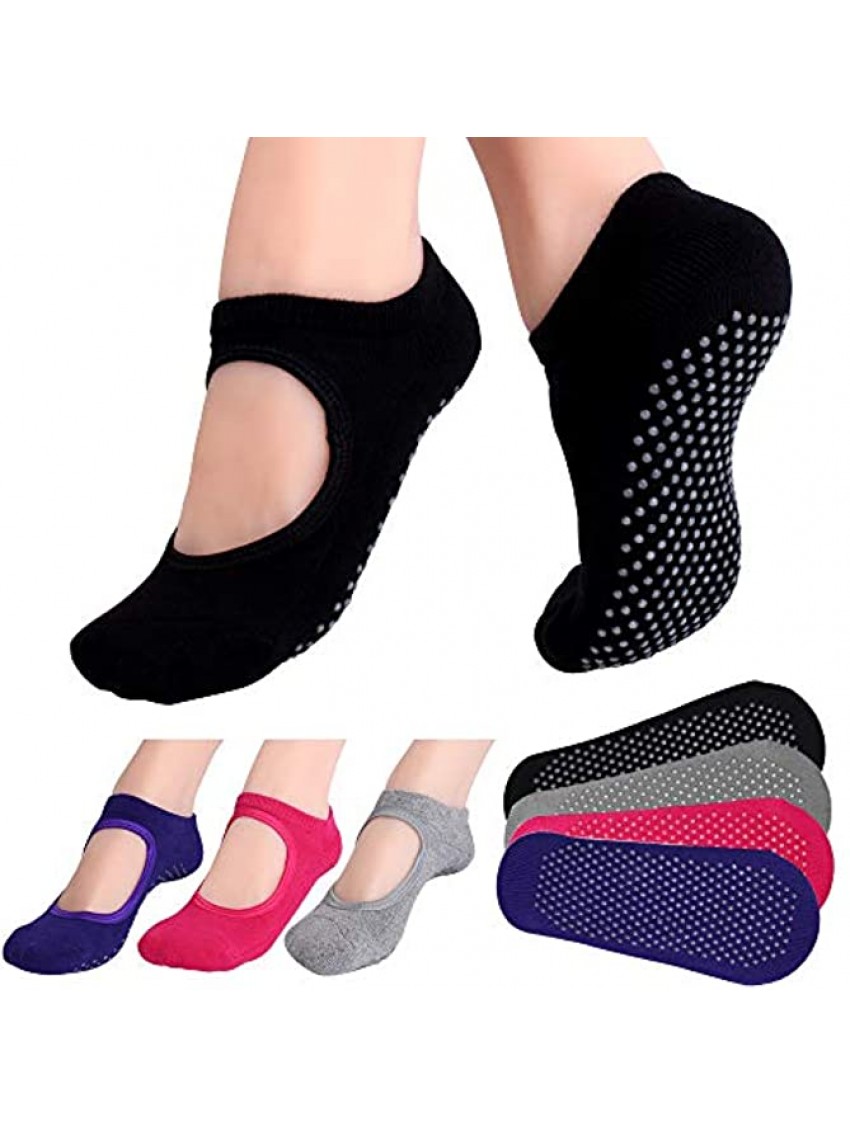 Hicdaw 4-12 Pairs Yoga Socks for Women Pilates Socks Non Slip Skid Socks for Pilates Ballet Dance Barefoot Workout