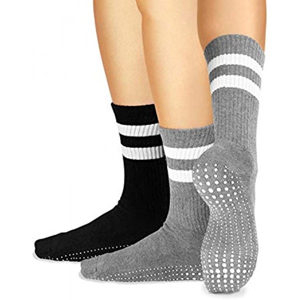 LA Active Grip Socks Cozy Warm Non Slip Crew Socks for Home Indoor Yoga and Hospital Men and Women
