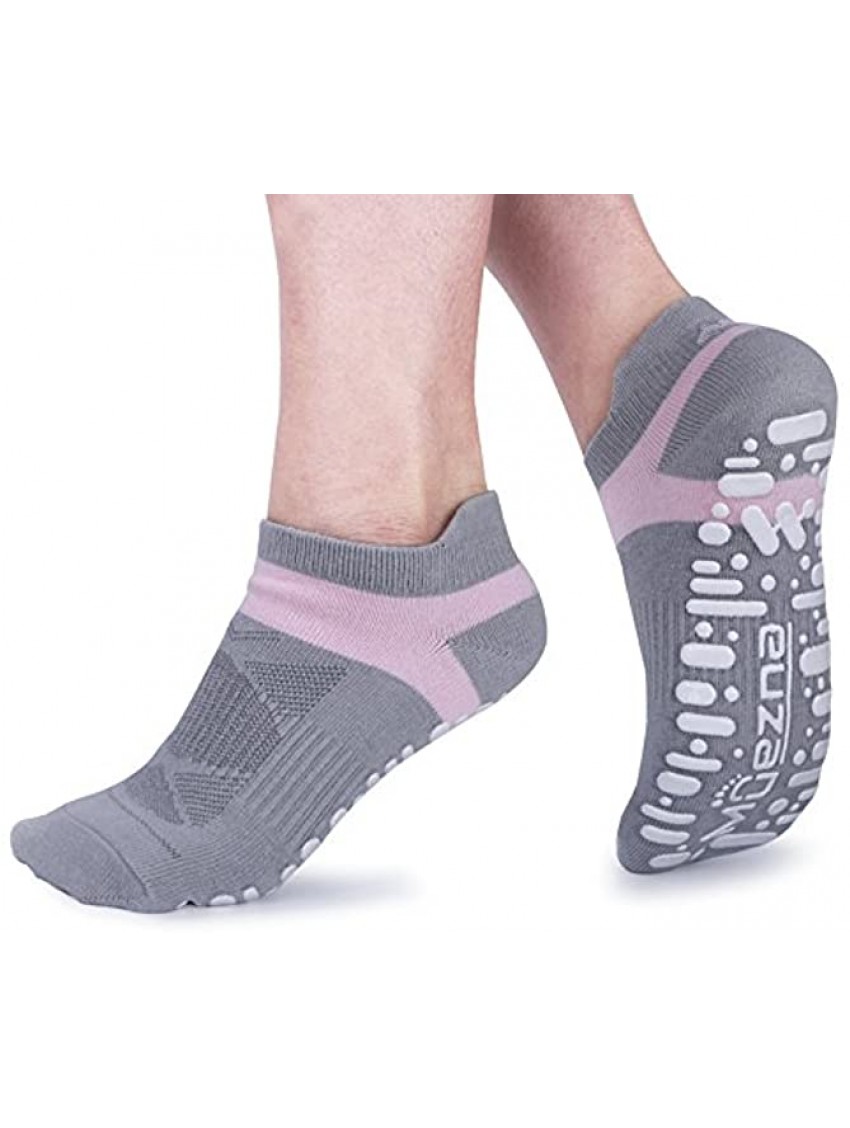 Muezna Non Slip Yoga Socks for Women Anti-Skid Pilates Barre Hospital Socks with Grips Size 5-10