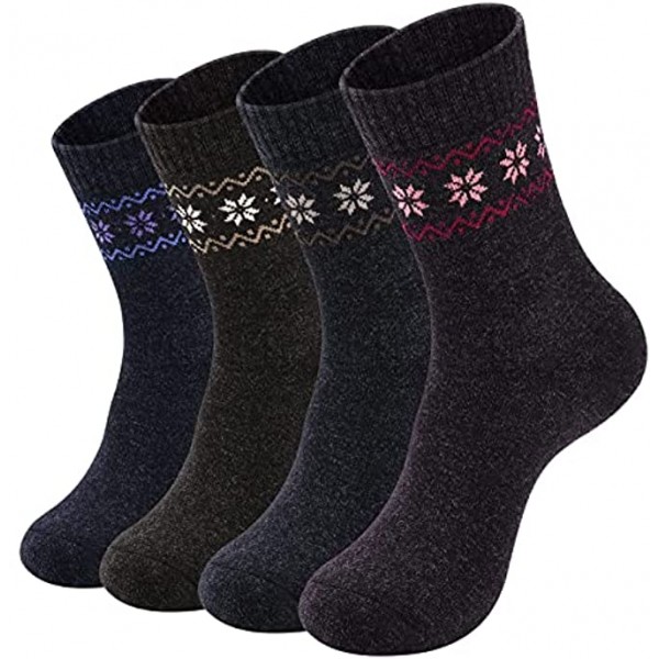 Pack of 4 Womens Socks Wool Socks for Women Sports Hiking Winter Warm Soft and Comfortable