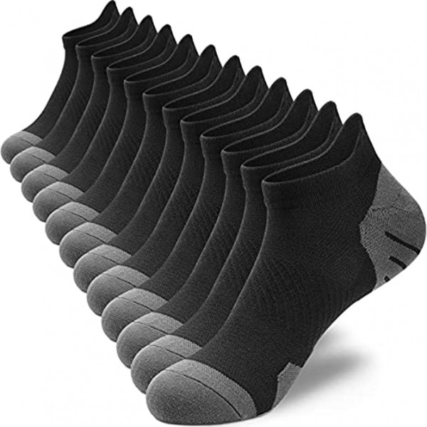 PAPLUS Womens Ankle Compression Running Socks 6 Pairs Cushioned Low Cut Athletic Socks with Arch Support