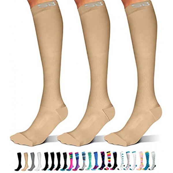 SB SOX 3-Pair Compression Socks 15-20mmHg for Men & Women – Best Socks for All Day Wear!