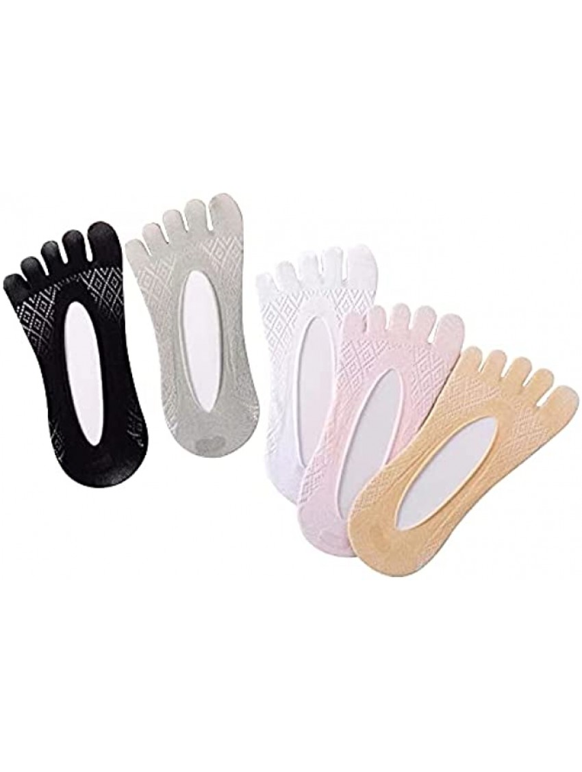 Toe Socks 5 Pairs No Show Low Cut Five Finger Socks Athletic for Women Toe Separated Socks with Gel Tab