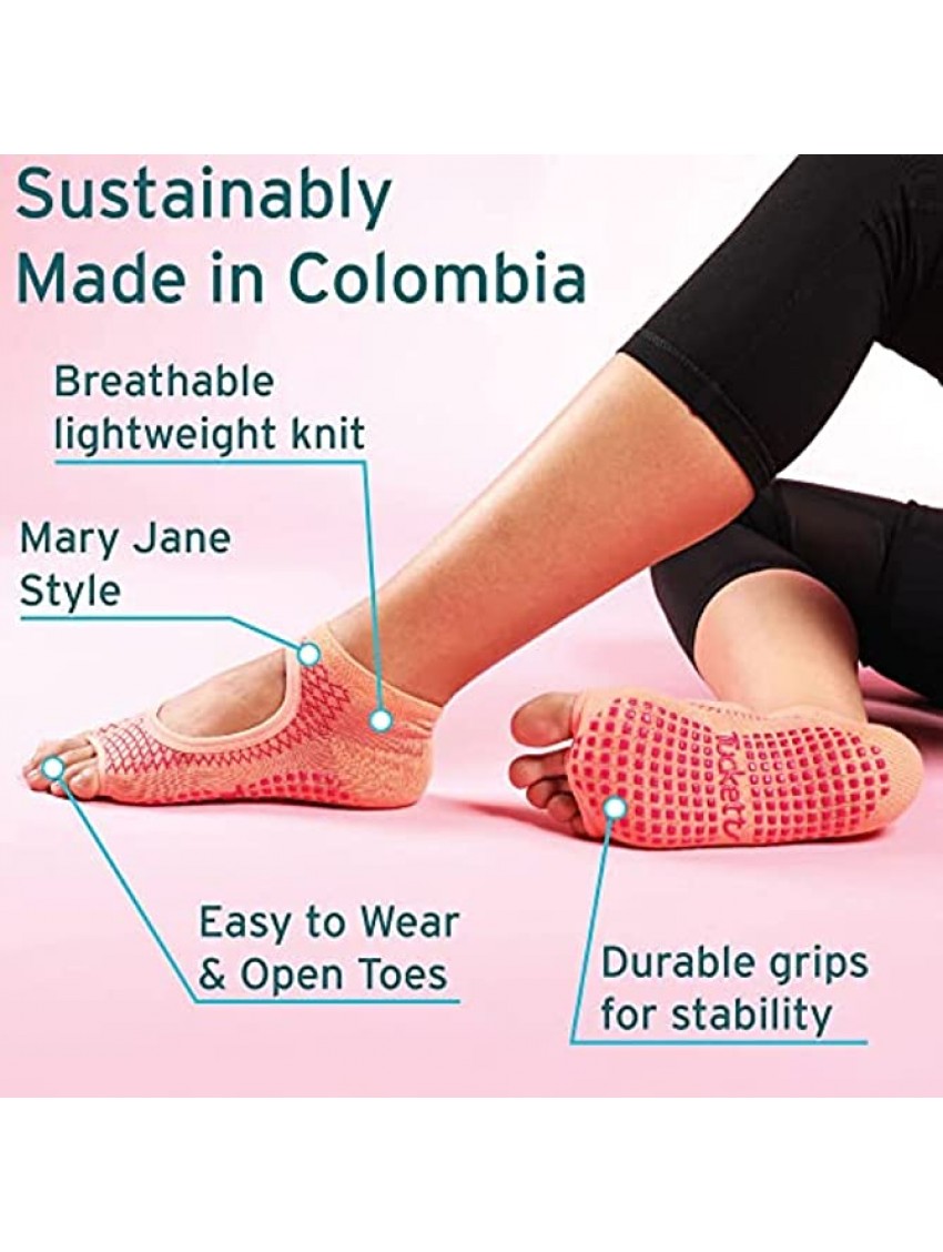 Tucketts Allegro Toeless Non-slip Grip Socks Cotton Socks for Yoga Barre Pilates Dance Ballet Black Size 5 9