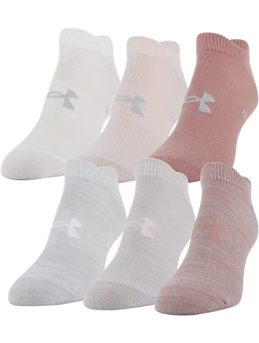 Under Armour Women's Essential 2.0 Lightweight No Show Socks 6-Pairs  Pink Clay Assorted  Medium
