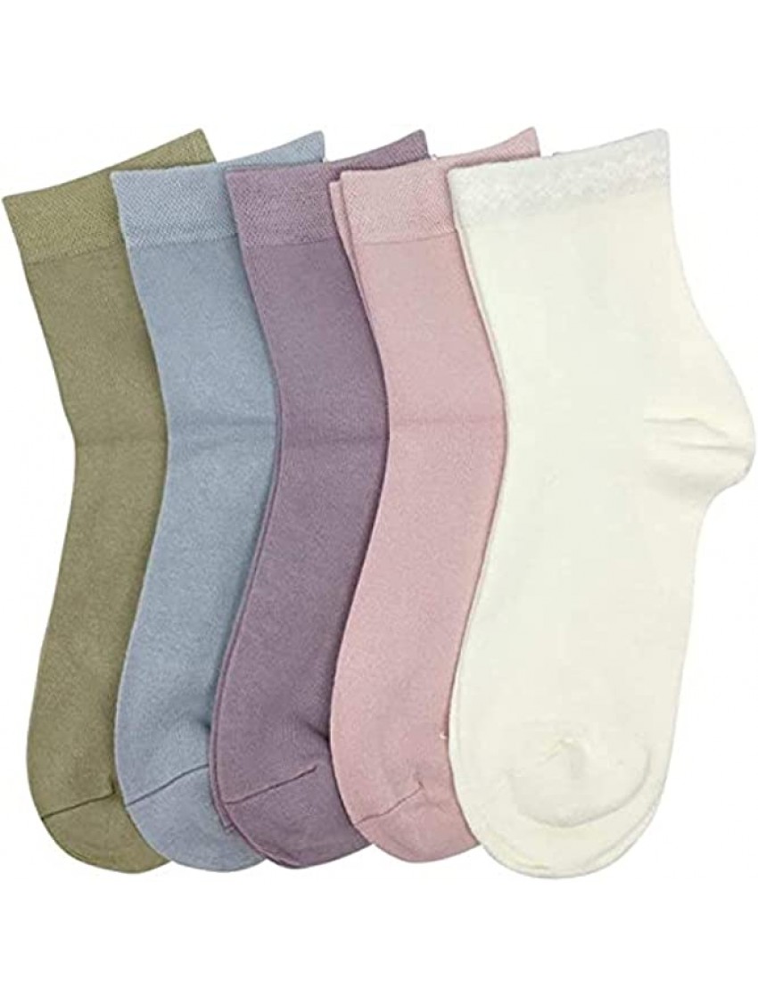 Women Ankle Socks Bamboo Crew Thin Ankle Height Boot Lightweight Color Anti Odor Soft Breathable Sock 5 Pairs