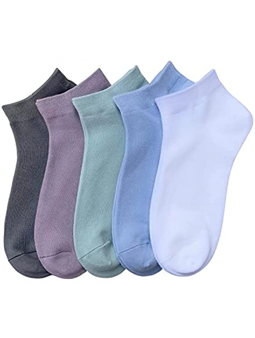 Women Bamboo Ankle Socks Ankle Length Thin Sock Odor Resistant Low Cut Sock 5 Pairs