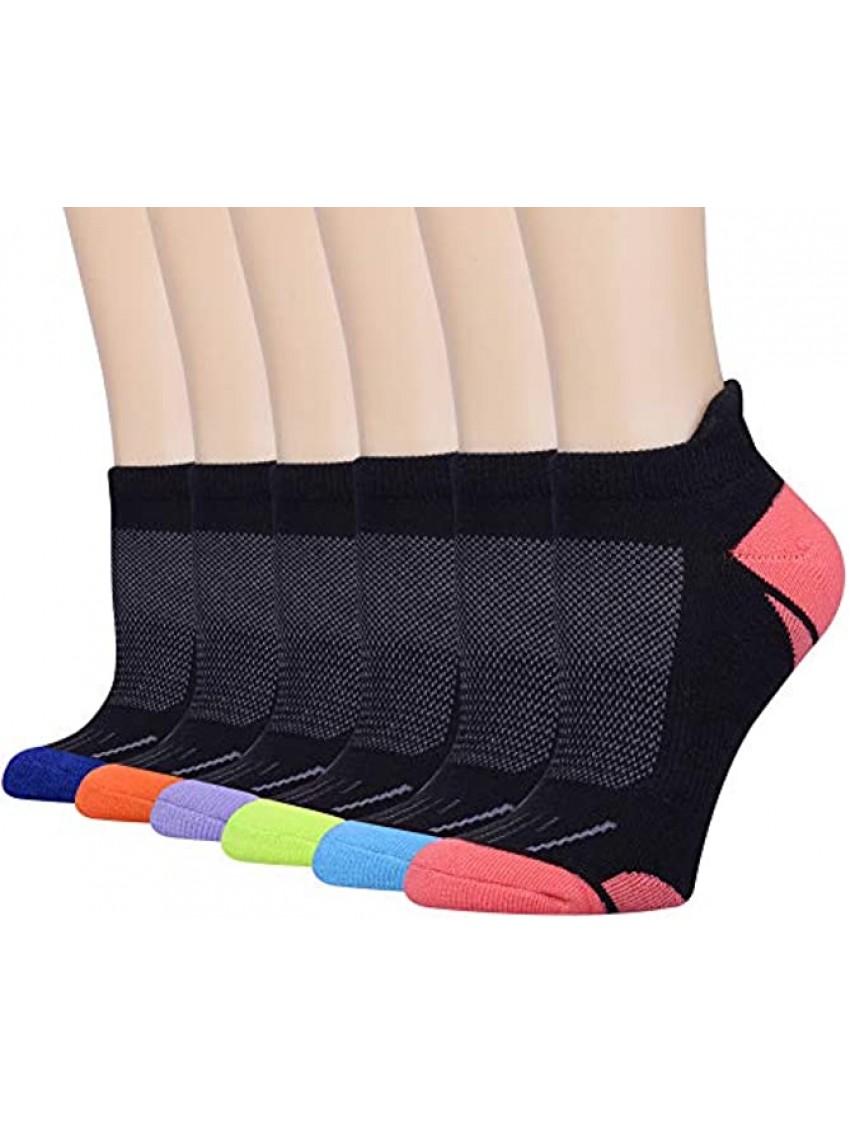 Womens Athletic Ankle Sports Running Low Cut Tab Cushioned Socks 6 Pack