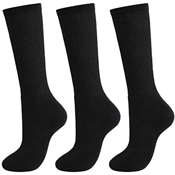 Womens Socks,Running Socks for Women 6 Pairs Cotton Calf Crew Socks Thick Cushion Athletic Long Socks 6-8 8-10 10-13