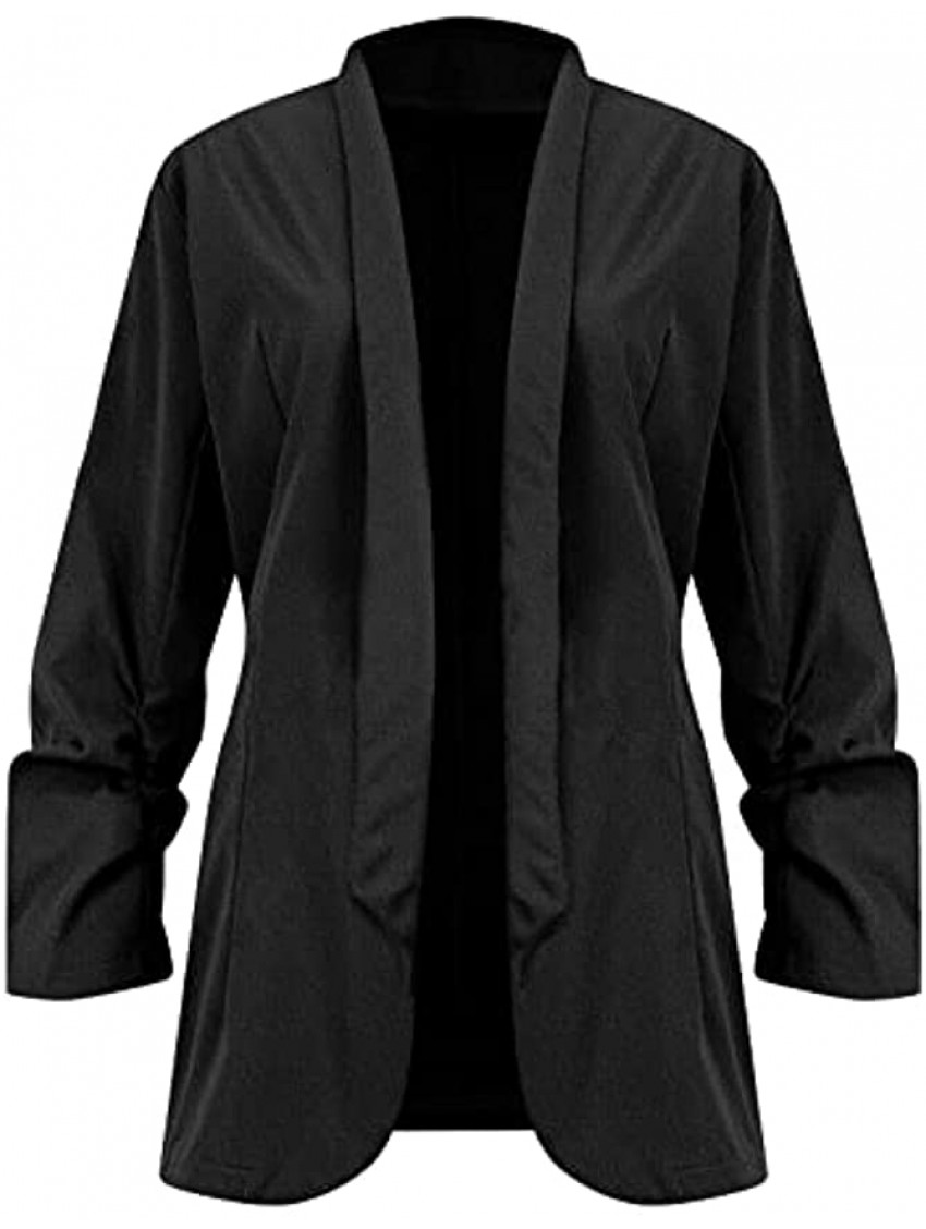 Blazer Jackets for Women Plus Size Open Front Cardigans Coats Solid Color Coats Casual Business Work Office Suits