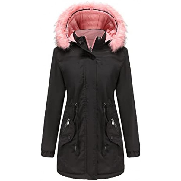 Faux Fur Hooded Jackets for Women Solid Color Plus Size Coat Winter Fleece Outwear Button Pocket Slim Fit Classic Coats