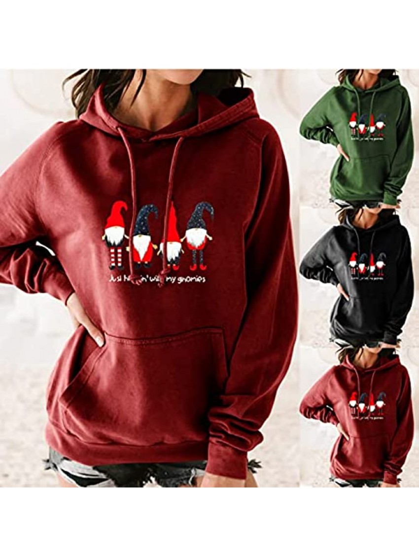 Hoodies for Women 2021 Trendy Christmas Print Sweatshirts Lightweight Loose Fit Pullover Workout Tops with Pocket
