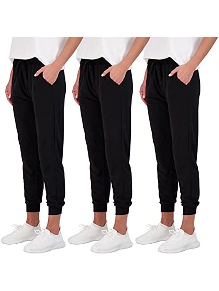 3 Pack: Women's Ultra-Soft Lounge Joggers Athletic Yoga Pants with Pockets & Drawstring Available in Plus Size