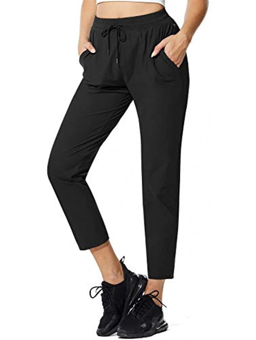 BALEAF Women's Golf Travel Pants Athletic Quick Dry Straight Leg Slim Lounge Pants 7 8 Sweatpants