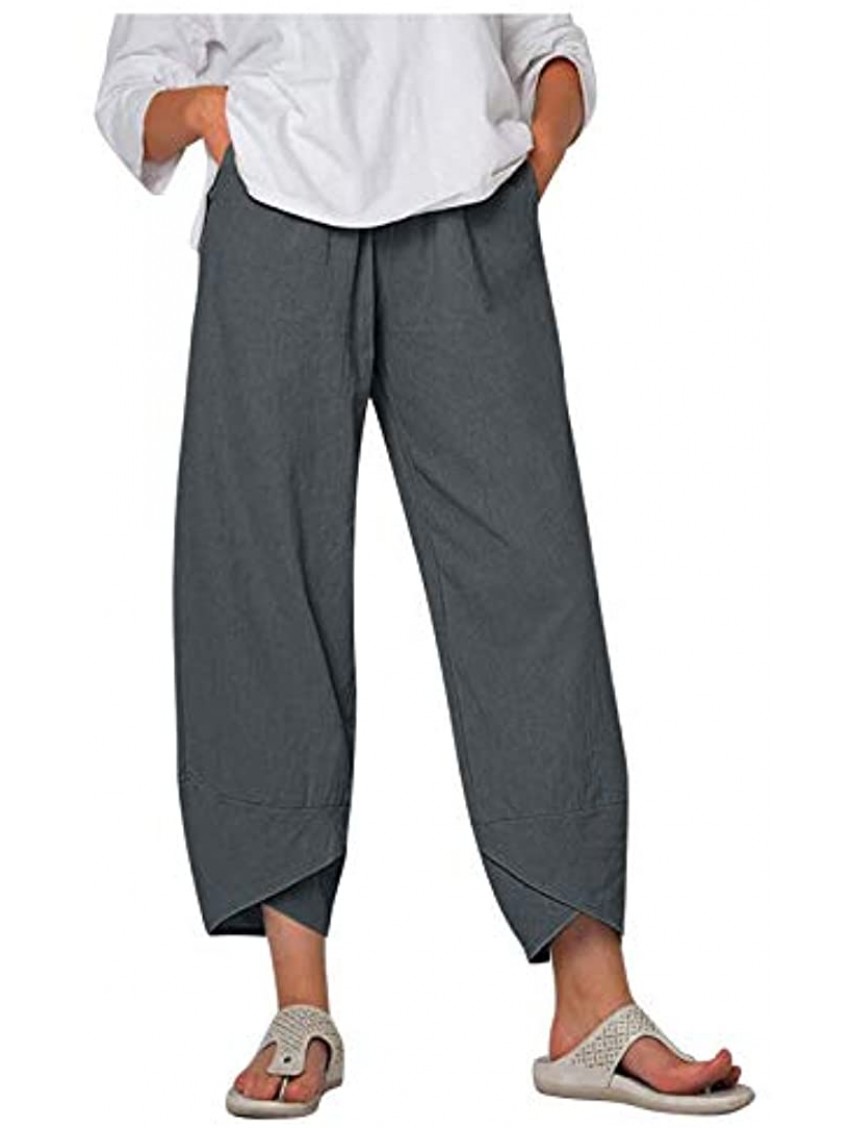 BEUU Capri Pants for Women Palazzo Lounge Pants Wide Leg Printed Cropped Bottoms Baggy Trousers Sweatpants with Pockets