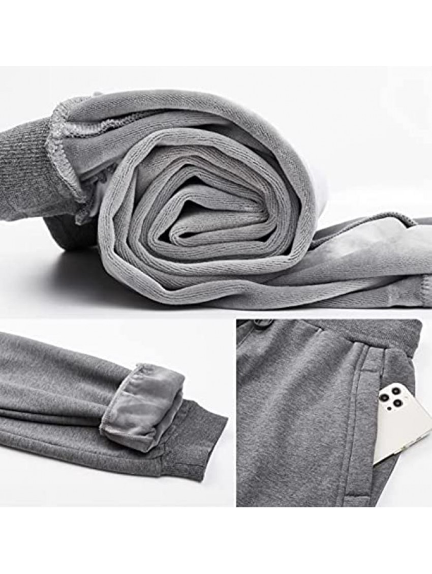 MOUEEY Women's Super Warm Sherpa Lined Athletic Sweatpants Jogger Fleece Pants with Zipper Pockets