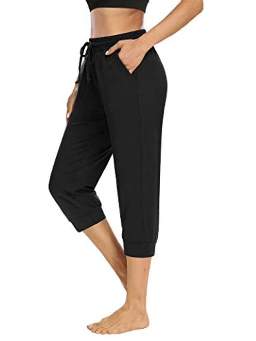 NOAHELLA Womens Capri Yoga Pants Drawstring Crop Joggers Sweatpants Capis for Women Comfy Lounge Pajama Pants with Pockets