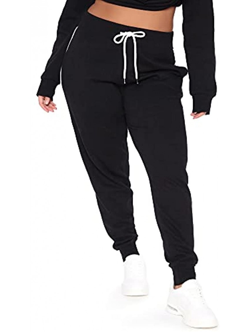 POSESHE Women L-5XL Plus Size High Waisted Sweatpants Drawstring Jogger Pants Tapered Athletic Workout Yoga Lounge Pants