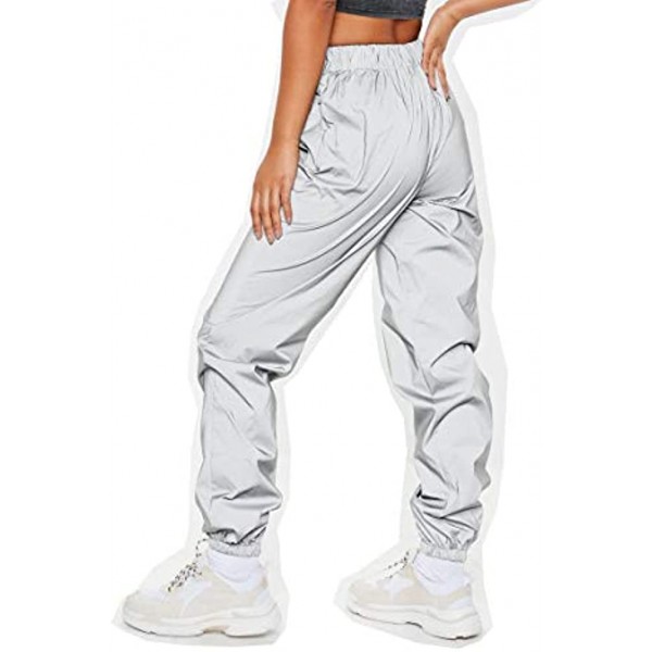 Reflective Pants Women Brand Hip Hop Dance Fluorescent Trousers Casual Harajuku Night Sporting Jogger Pants Gray