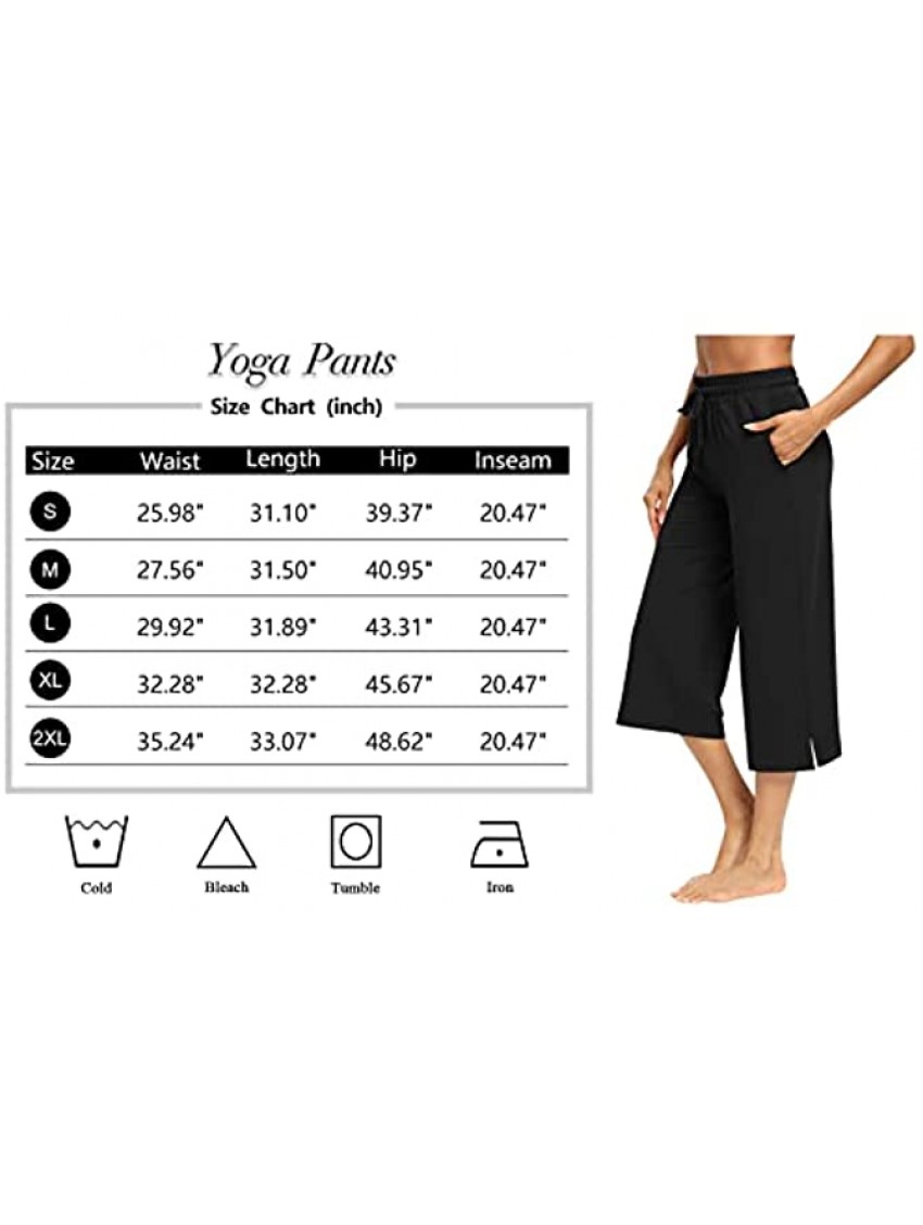 Sarin Mathews Womens Yoga Capris Pants Wide Leg Drawstring Workout Lounge Pajamas Loose Comfy Sweatpants with Pockets