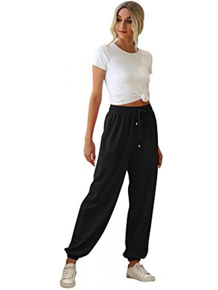 Womens Cinch Bottom Sweatpants Pockets High Waist Sporty Gym Athletic Fit Jogger Pants Lounge Trousers