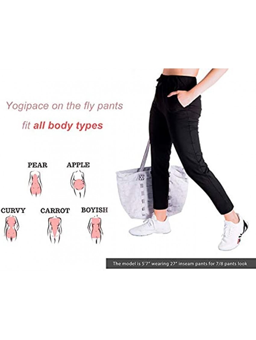 Yogipace Petite Regular Tall Women's 7 8 On The Fly Pants Drawstring Casual Lounge Joggers Travel Sweatpants