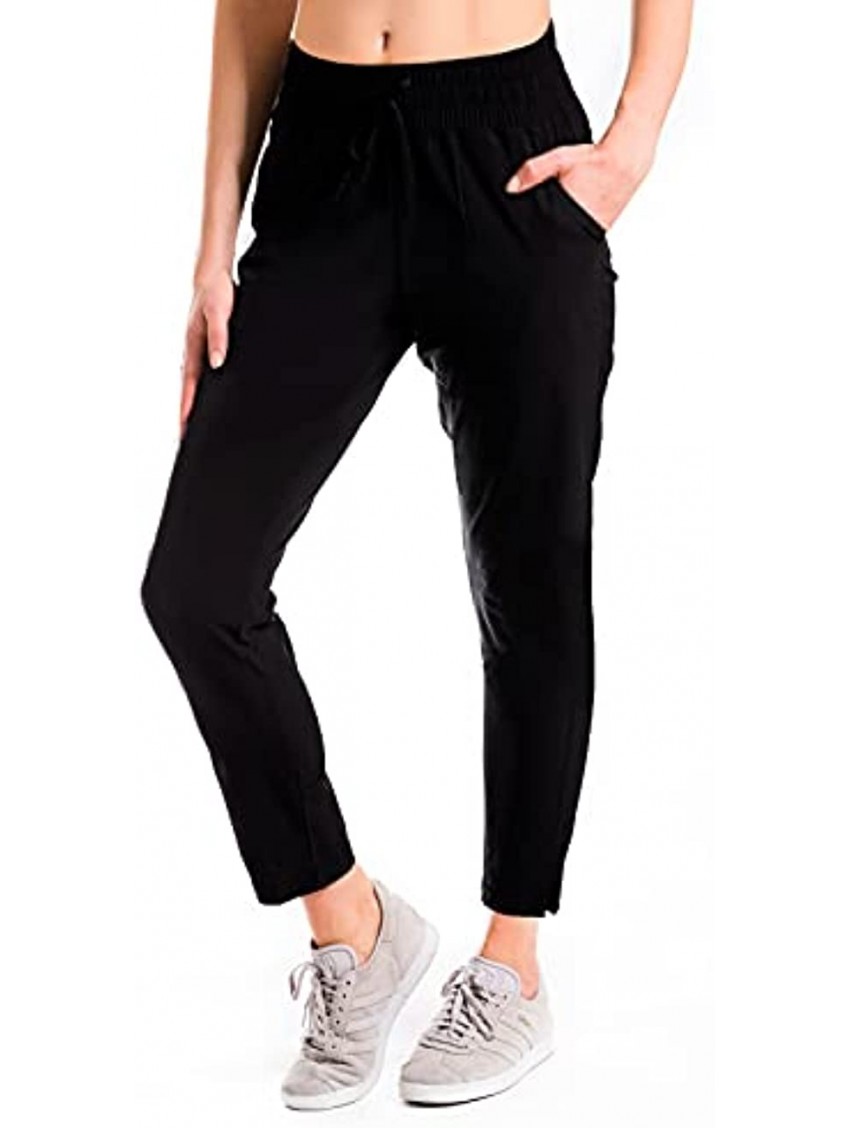 Yogipace,Zip Pockets,Women's Petite Regular Tall UPF 50+ Wrinkle Resistant Lightweight Summer Woven Jogger Pants