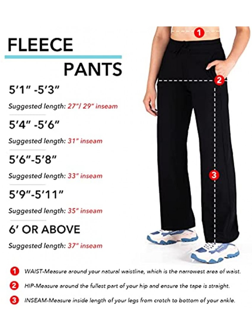 Yogipace,Zipper Pockets,Women's Petite Regular Tall Water Resistant Fleece Lined Pants Straight Leg Winter Thermal Sweatpants