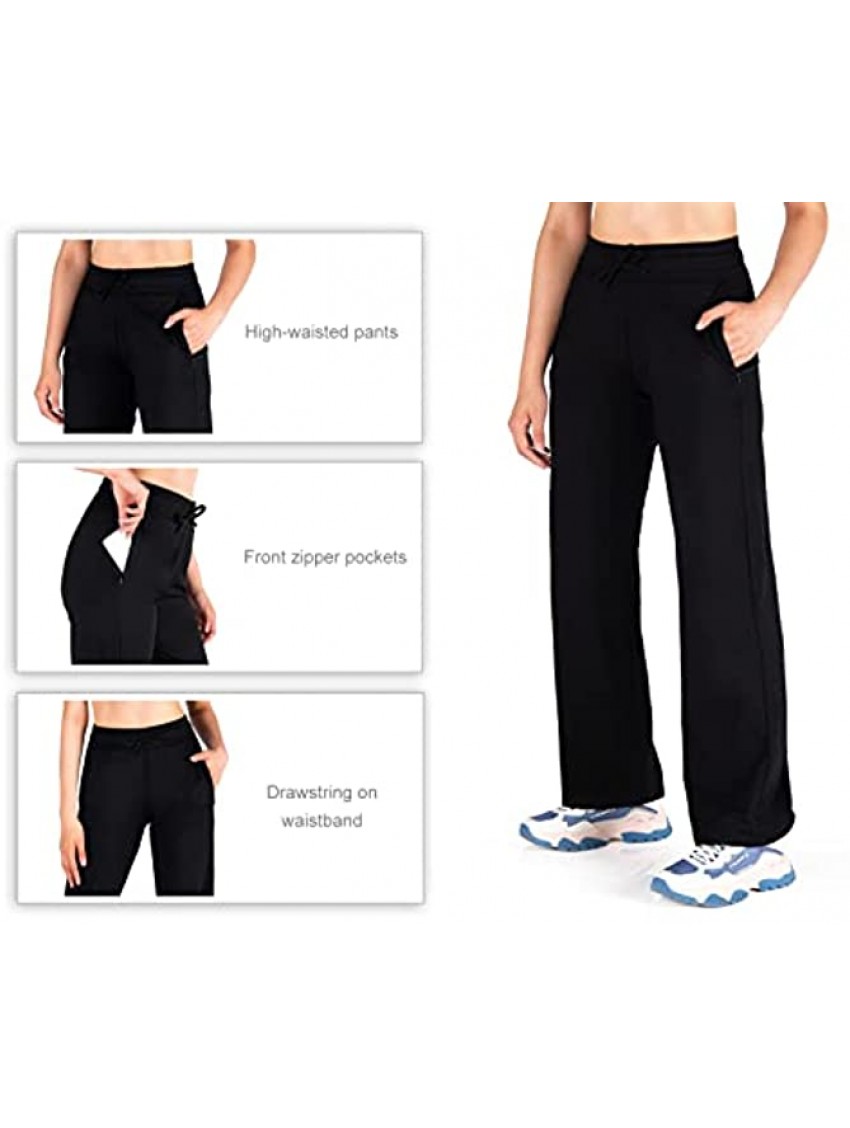 Yogipace,Zipper Pockets,Women's Petite Regular Tall Water Resistant Fleece Lined Pants Straight Leg Winter Thermal Sweatpants