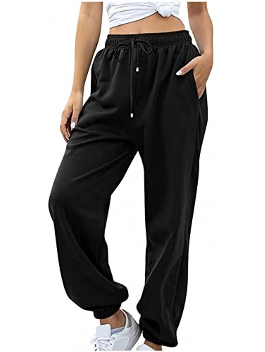 Alurban Womens Sweatpants with Pockets Loose Fit Joggers Exercise Pants Drawstring Casual Comfy High Waisted Yoga Pants