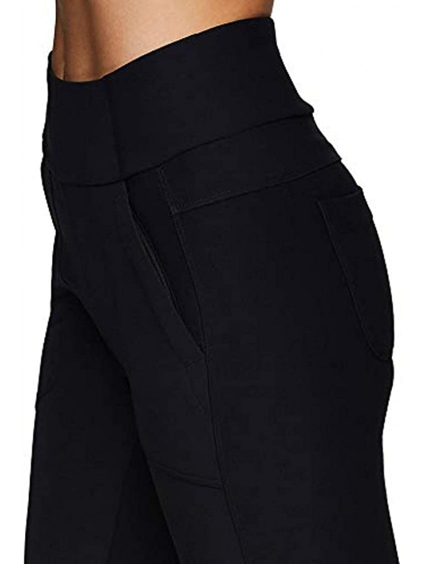 Avalanche Women's Combo Stretch Woven Front Knit Slim Fit Pant with Pockets