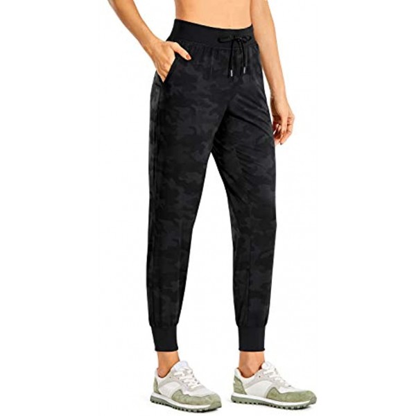 CRZ YOGA Women's Lightweight Joggers Pants with Pockets Drawstring Workout Running Pants with Elastic Waist Dark Grey Camouflage X-Small