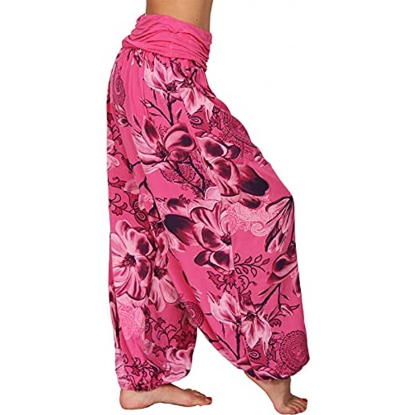 Harem Pants for Women Hippie Boho Floral Print Elastic Waist Aladdin Yoga Baggy Jumpsuit