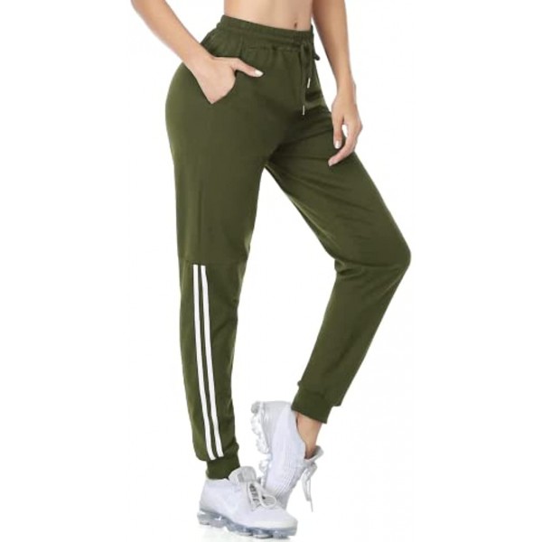 Hpoicly Elastic Waist Pants for Women Cotton Sweatpants with Pockets Jogging Trackpants