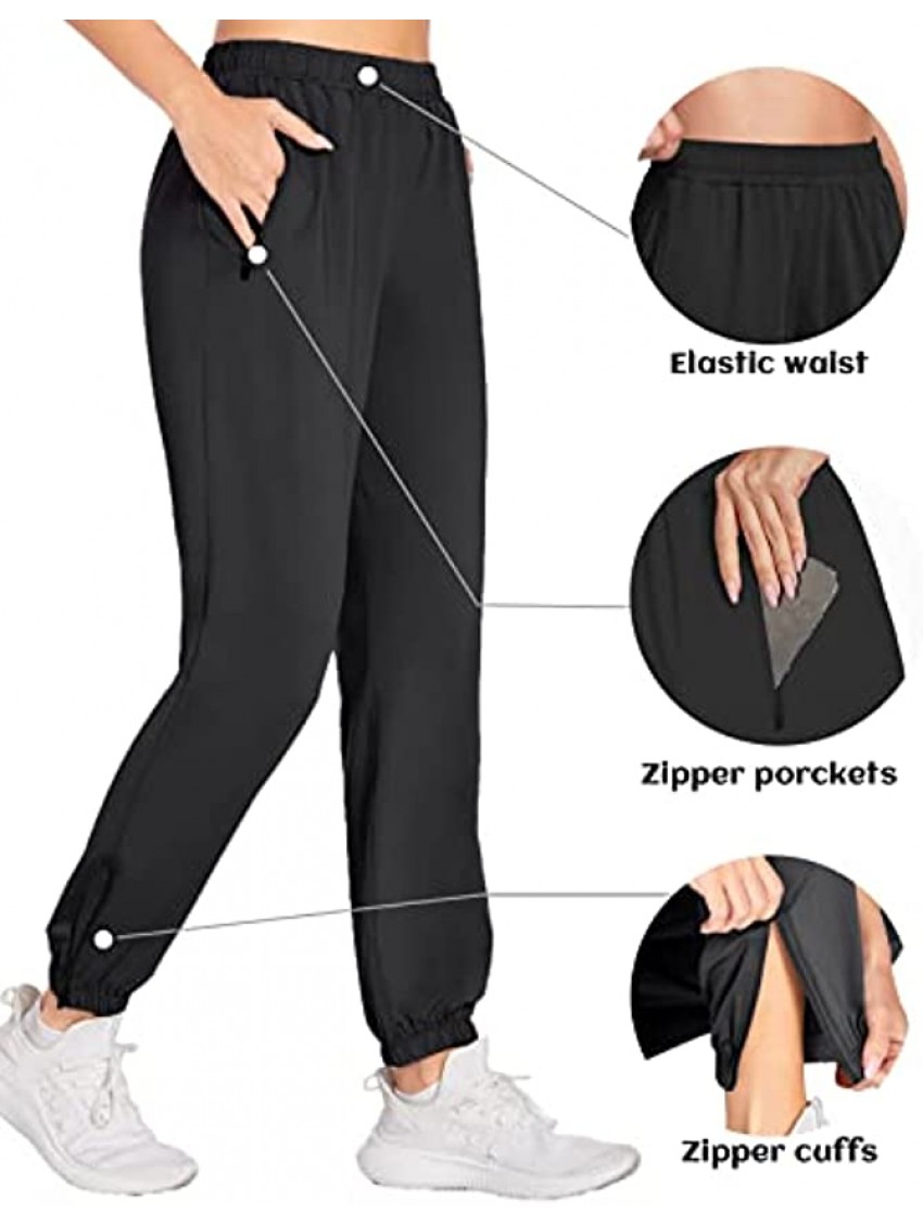 Leaduty Women's Lightweight Joggers Pants with Pockets Running Athletic Workout Track Pants with Zipper