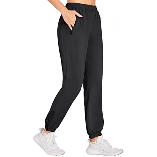 Leaduty Women's Lightweight Joggers Pants with Pockets Running Athletic Workout Track Pants with Zipper