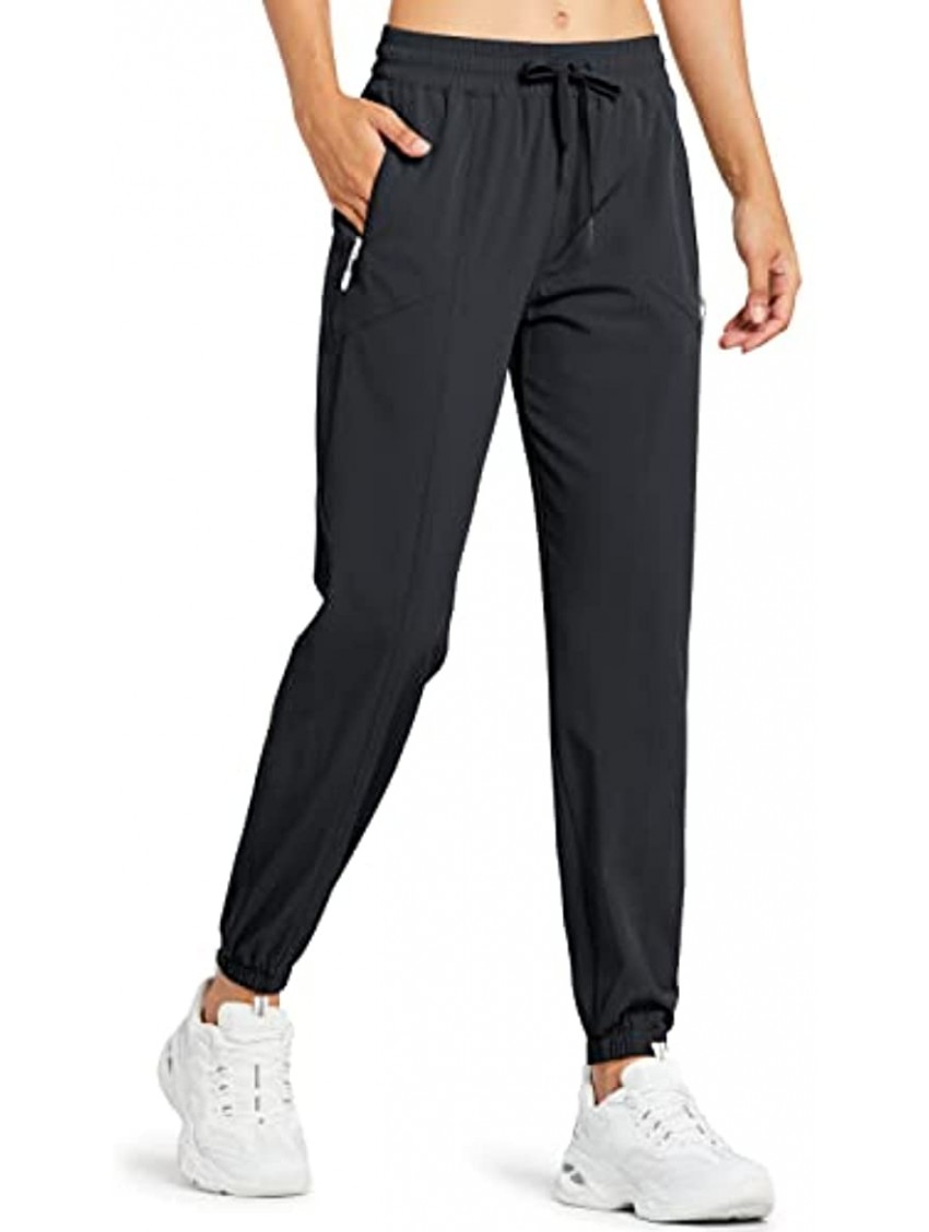 Libin Women's Lightweight Joggers Pants Quick Dry Running Hiking Pants Athletic Workout Track Pants with Zipper Pockets