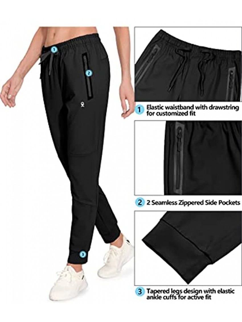 Little Donkey Andy Women's Quick Dry Cool Stretch Jogging Pants Drawstring Pockets Lightweight Elastic Cuff Sweatpants