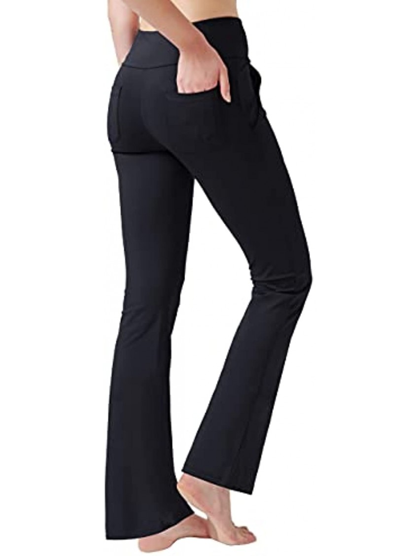 nuveti Women's High Waisted Boot Cut Yoga Pants 4 Pockets Workout Pants Tummy Control Women Bootleg Work Pants Dress Pants