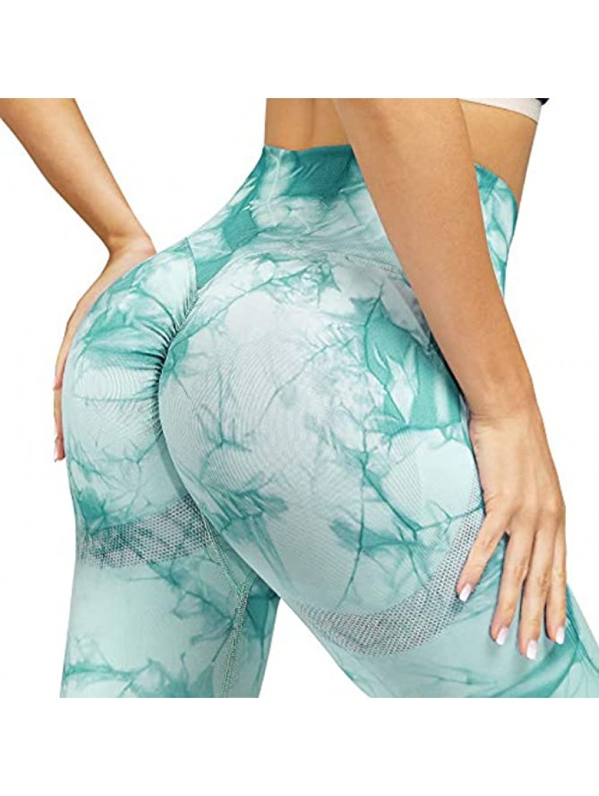 RELASANT Seamless Butt Lifting Leggings for Women Tie Dye Workout High Waisted Yoga Pants Scrunch Booty Tights