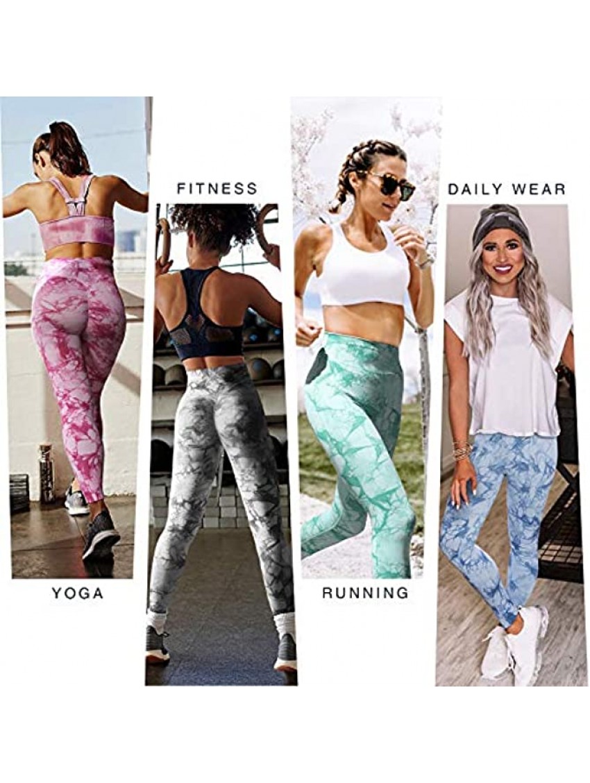 RELASANT Seamless Butt Lifting Leggings for Women Tie Dye Workout High Waisted Yoga Pants Scrunch Booty Tights