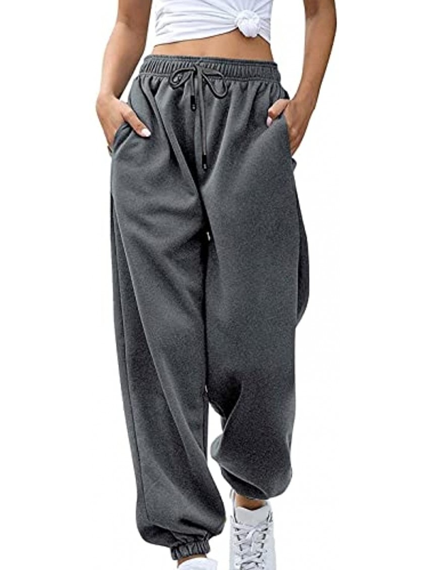 siilsaa Sweatpants for Women Loose Fit Lounge Trousers Drawstring with Pockets High Waist Cinch Bottom Jogger Yoga Pants