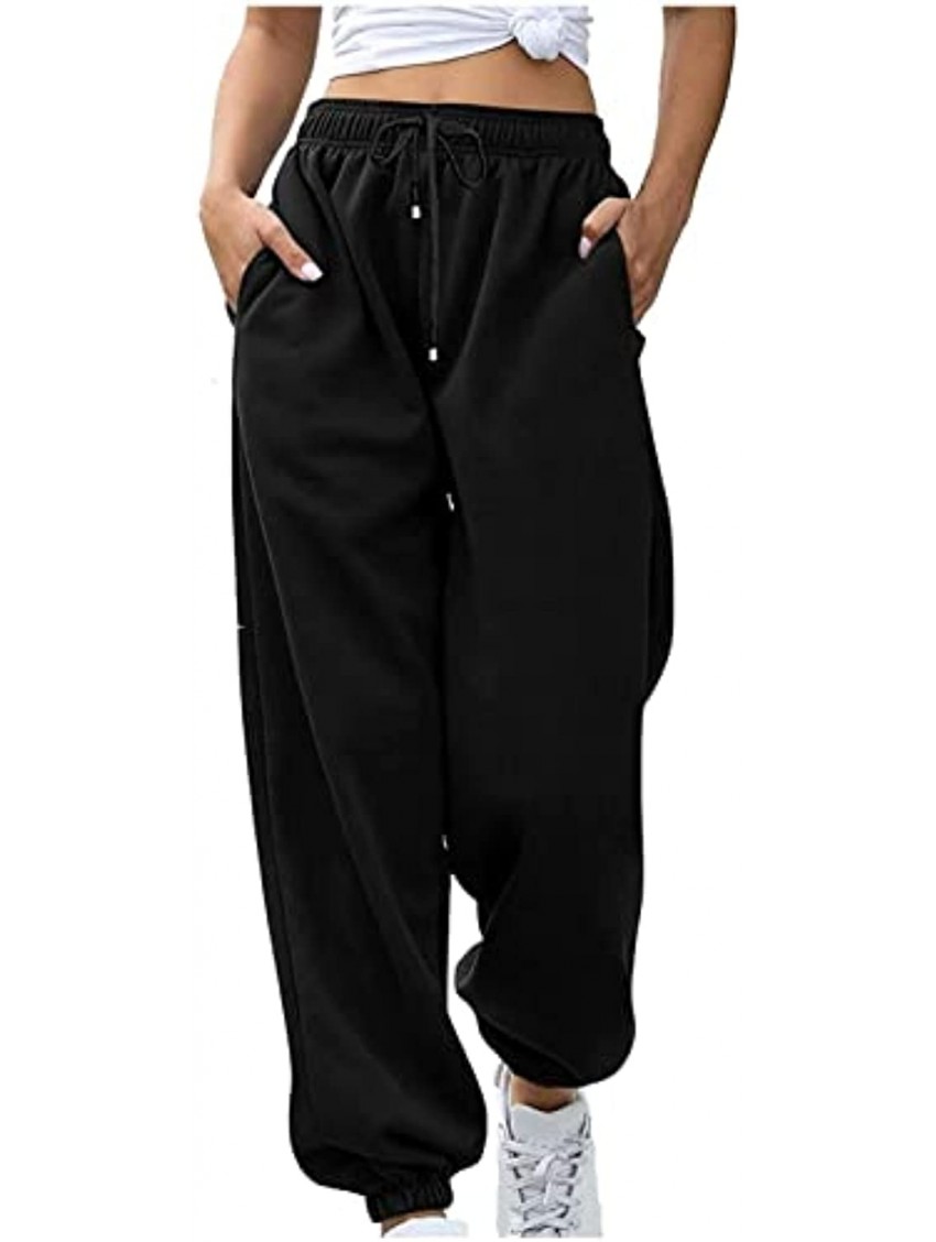 siilsaa Sweatpants for Women with Pockets Lounge Trousers High Waist Open Bottom Athletic Workout Plus Size Joggers Pants