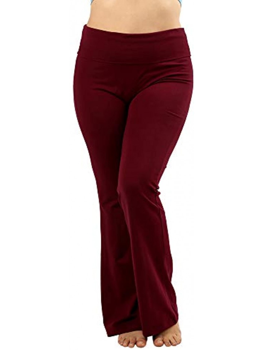 The Lovely Womens & Plus Stretch Cotton Foldover Waist Bootcut Workout Yoga Pants