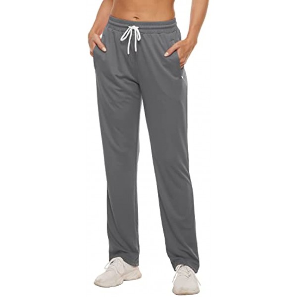 Tilvenlu Women's Sports Pants High Waist Yoga Pants Bootcut Jogging Bottoms with Zip Pockets