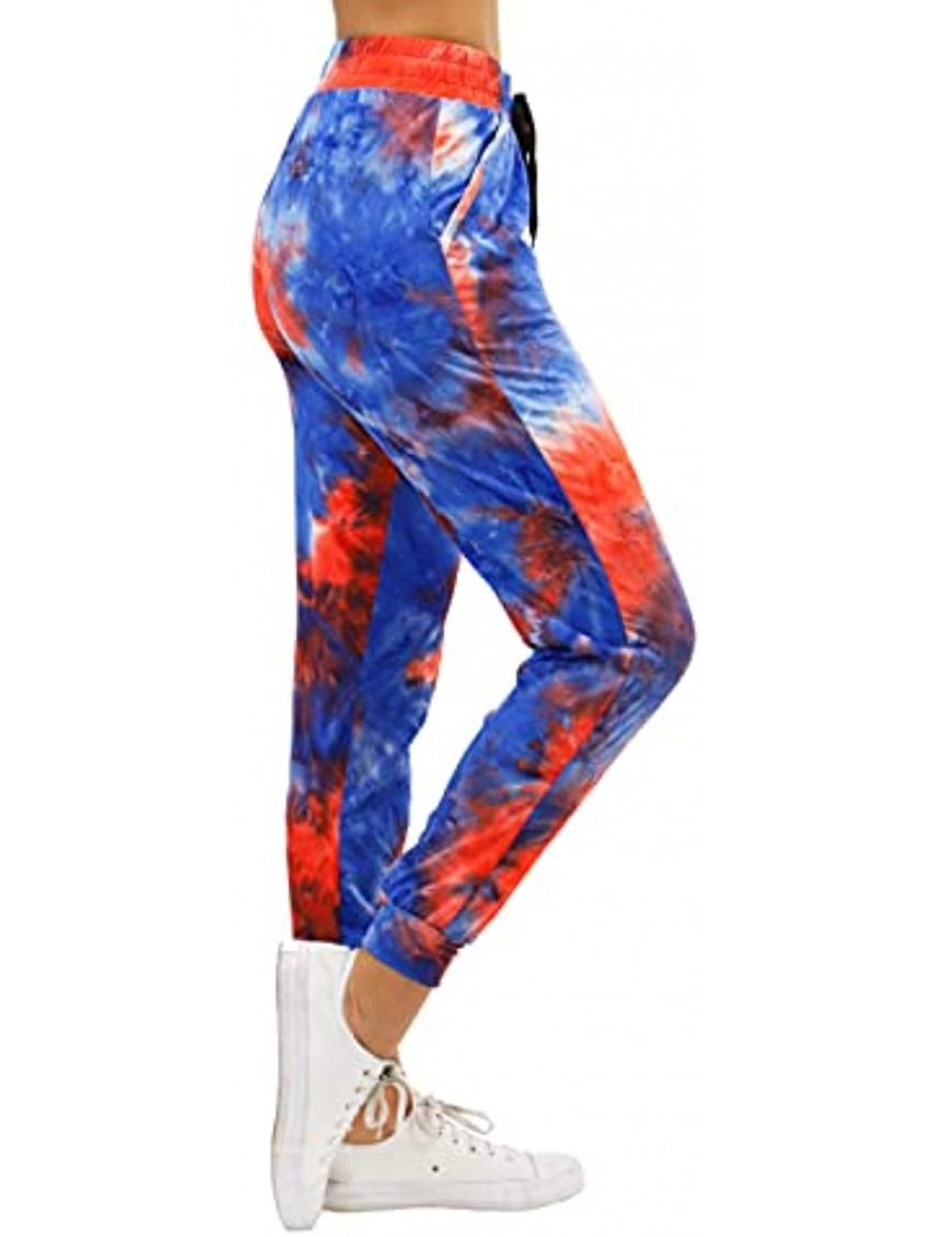 Women's Tie Dye Patriotic Print High Waist Activewear Premium Jogger Track Lounge Pants