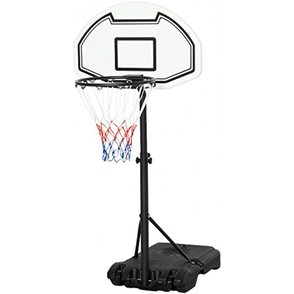 Aosom Poolside Basketball Hoop Stand Portable Basketball System Goal Adjustable Height 3'-4' 30" Backboard