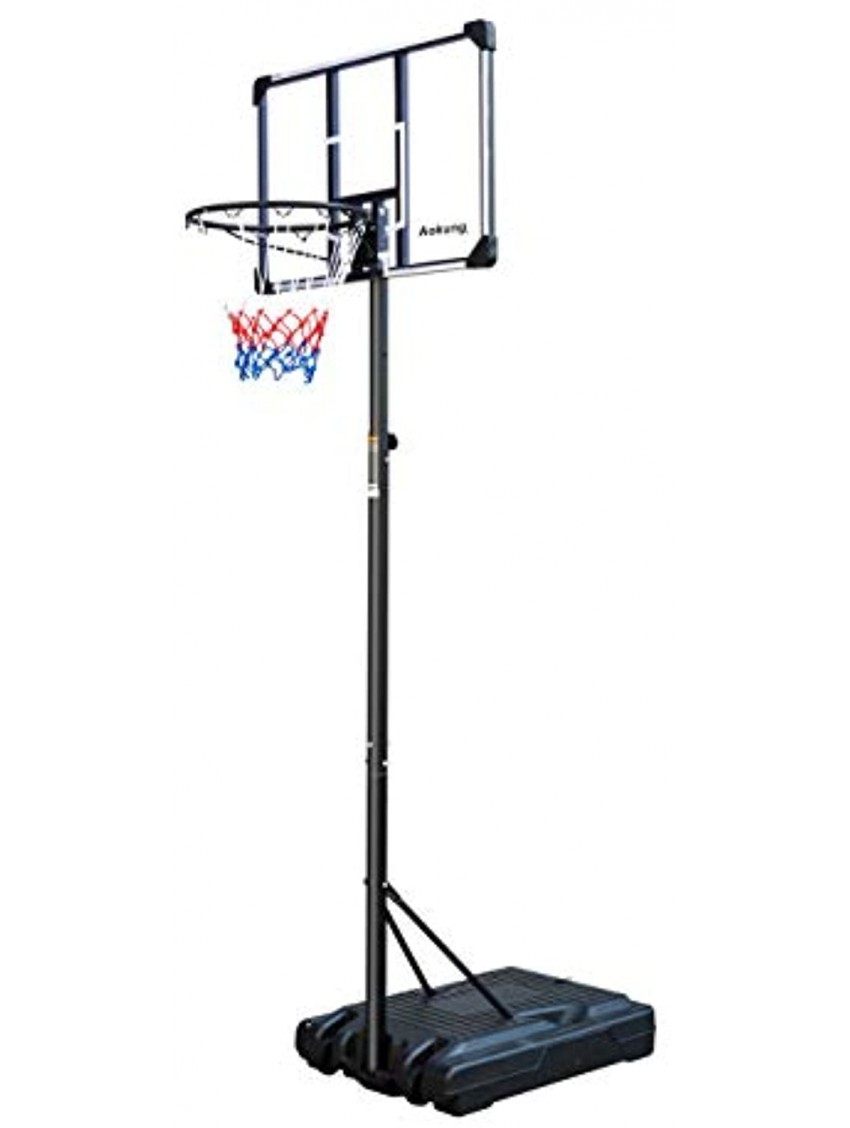 aukung Portable Basketball Hoop & Goal Basketball Stand Height Adjustable 6.2-8.5ft with 42 Inch Transparent Backboard & Wheels for Youth Teenagers Outdoor Indoor Basketball Goal Game Play