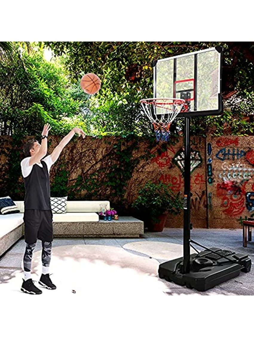 AWQM Portable Basketball Hoop & Goals with LED Lights Basketball System 6.6-10ft 7.5-10ft Height Adjustment and Wheels 44 52 Backboard Basketball Stand for Both Youth and Adults Indoor Outdoor
