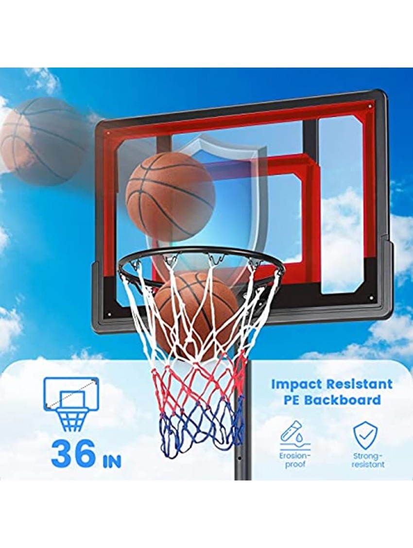 Basketball Hoop for Kids Outdoor Basketball Goal Portable Basketball System Set with Height Adjustable 5.4 ft-7 ft with Wheels for Children Indoor Outdoor Sports